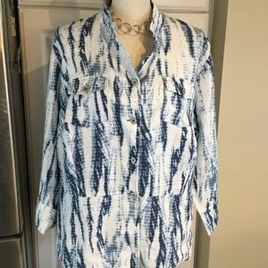 Jones New York Linen Tie Dye Top Size 2X